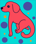 Coral Dog and Circles Contemporary Art Rug