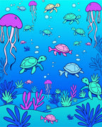 Ocean Turtles and Jellyfish Theme Rug