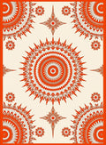 Vibrant Orange Sunburst Medallion Rug