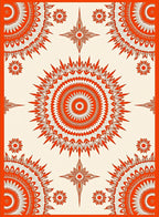 Vibrant Orange Sunburst Medallion Rug