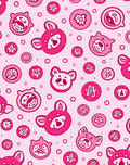 Pink Kawaii Animal Faces Circles Rug