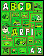 Retro Pop Art Cars Alphabet Collage Rug