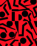 Bold Red Geometric Collage Rug