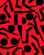 Bold Red Geometric Collage Rug