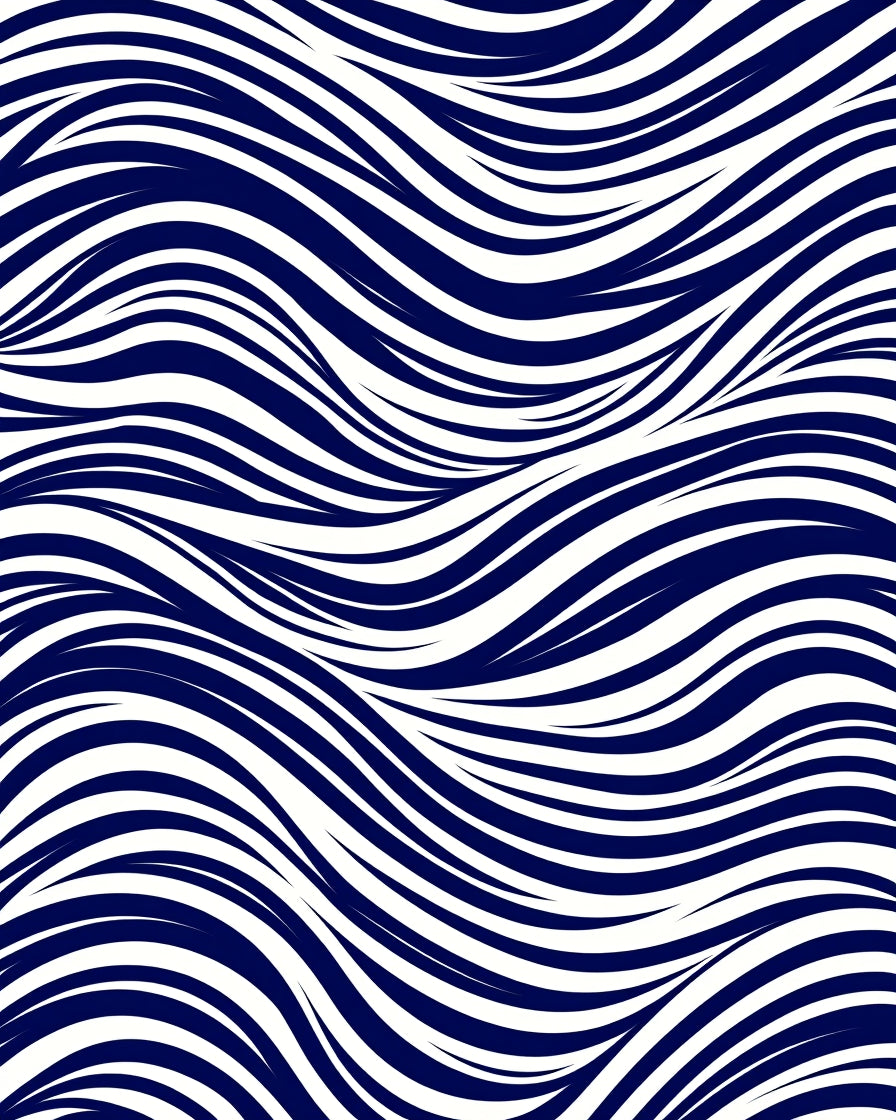 Midnight Blue Flowing Wave Lines Rug