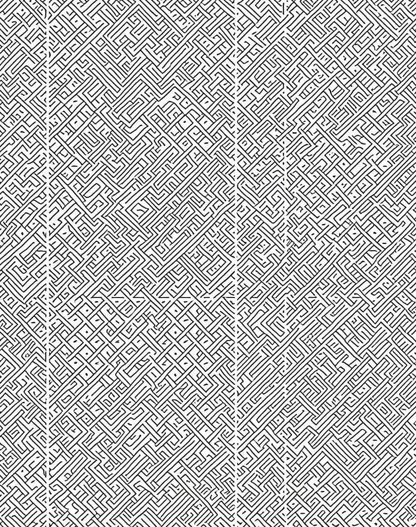 Black White Geometric Labyrinth Textured Rug