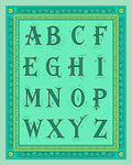 Mint Green Vintage Alphabet Poster Rug