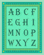 Mint Green Vintage Alphabet Poster Rug