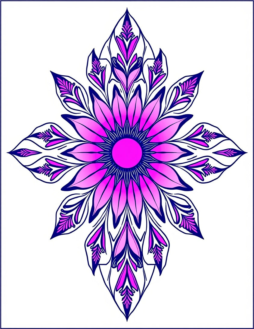 Vibrant Magenta Floral Medallion Rug