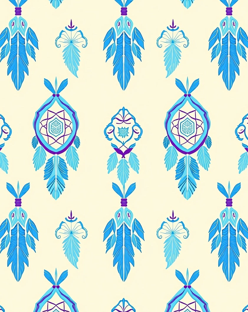 Blue Feather Dreamcatcher Medallion Rug