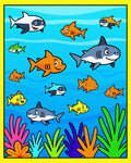 Whimsical Ocean Shark Aquatic Flora Fun Rug