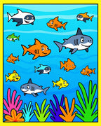 Whimsical Ocean Shark Aquatic Flora Fun Rug