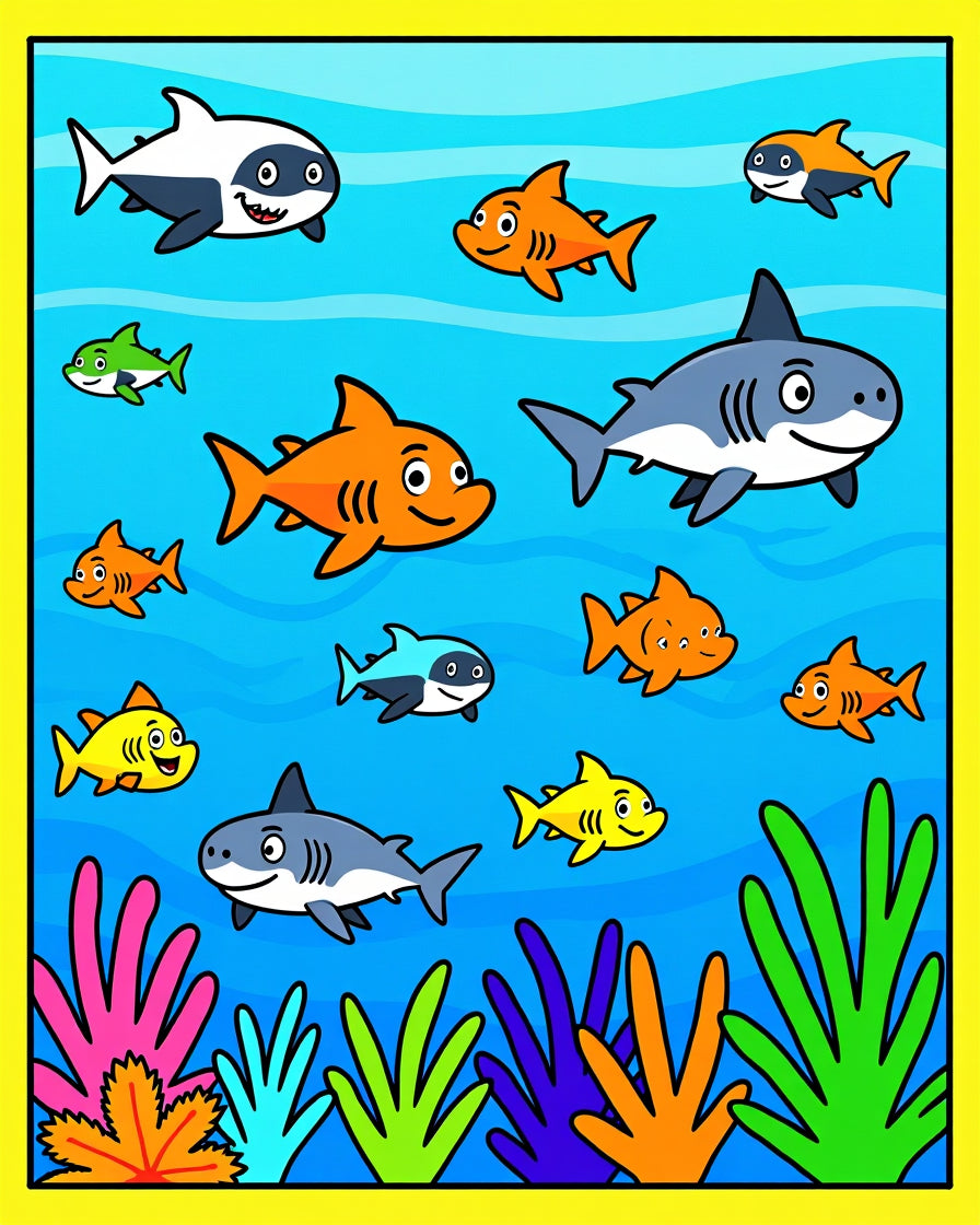 Whimsical Ocean Shark Aquatic Flora Fun Rug