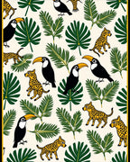 Tropical Toucan Leopard Leaf Ensemble Rug