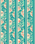 Turquoise Coral Botanical Stripe Arrangement Rug