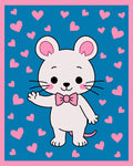 Cute White Mouse Pink Hearts Rug