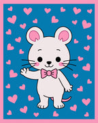 Cute White Mouse Pink Hearts Rug