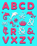 Coral Pink Dolphins Alphabet Sea Rug