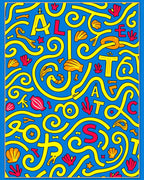 Blue Yellow Red Undersea Alphabet Rug
