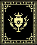 Black Golden Crest Laurel Wreath Rug
