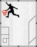 Dynamic Black Silhouette Basketball Dunk Rug