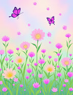 Whimsical Pink Butterflies Floral Meadow Rug