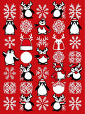 Whimsical Penguin Snowflake Christmas Collage Rug