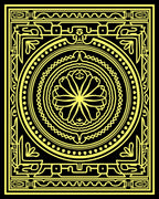 Golden Yellow Floral Mandala Border Rug