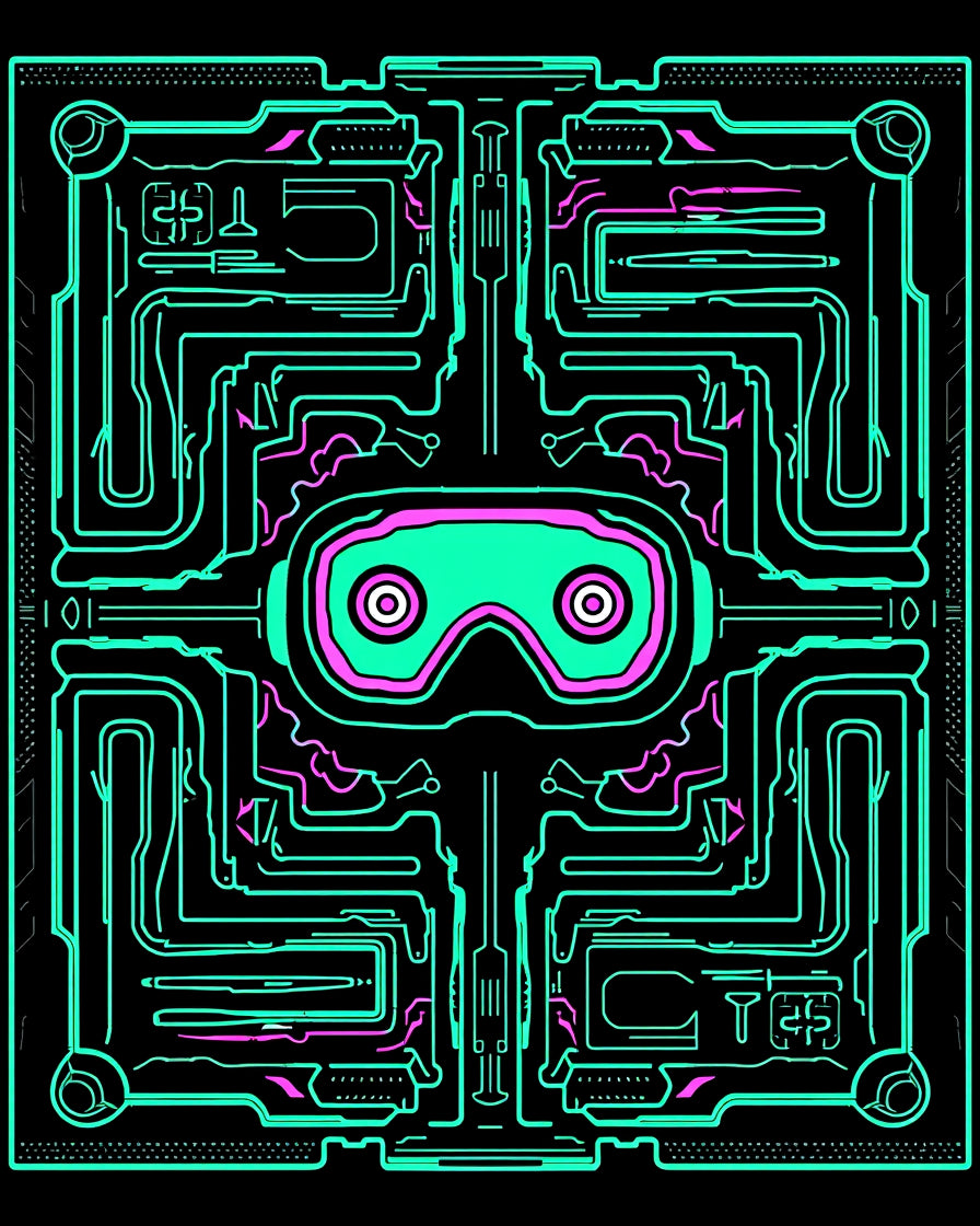 Neon Circuit Board VR Goggles Rug