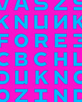 Bold Blue Alphabet On Pink Rug