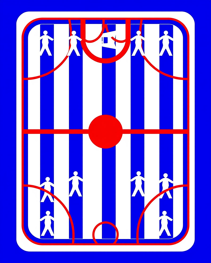 Bold Red Blue Striped Figure Rug