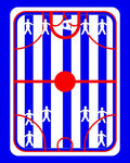 Bold Red Blue Striped Figure Rug
