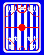 Bold Red Blue Striped Figure Rug