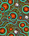 Vibrant Orange Teal Swirl Basketball Rug
