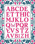 Pink Floral Border Alphabet Artwork Rug