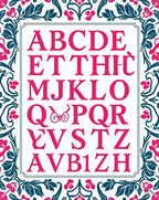 Pink Floral Border Alphabet Artwork Rug
