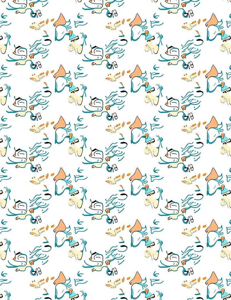 Playful Abstract Figures Teal Orange Rug