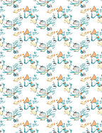 Playful Abstract Figures Teal Orange Rug