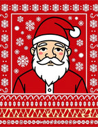 Festive Red Santa Claus Snowflakes Rug