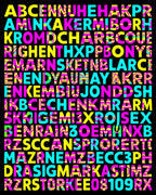 Vivid Neon Alphabet Grid Rug