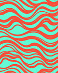 Coral Aqua Flowing Waves Rug