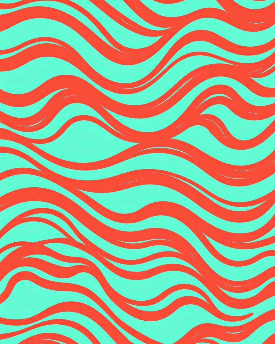 Coral Aqua Flowing Waves Rug
