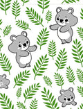 Playful Gray Koalas Green Foliage Rug