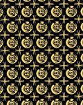 Gold Circular Emblem Black Fabric Rug