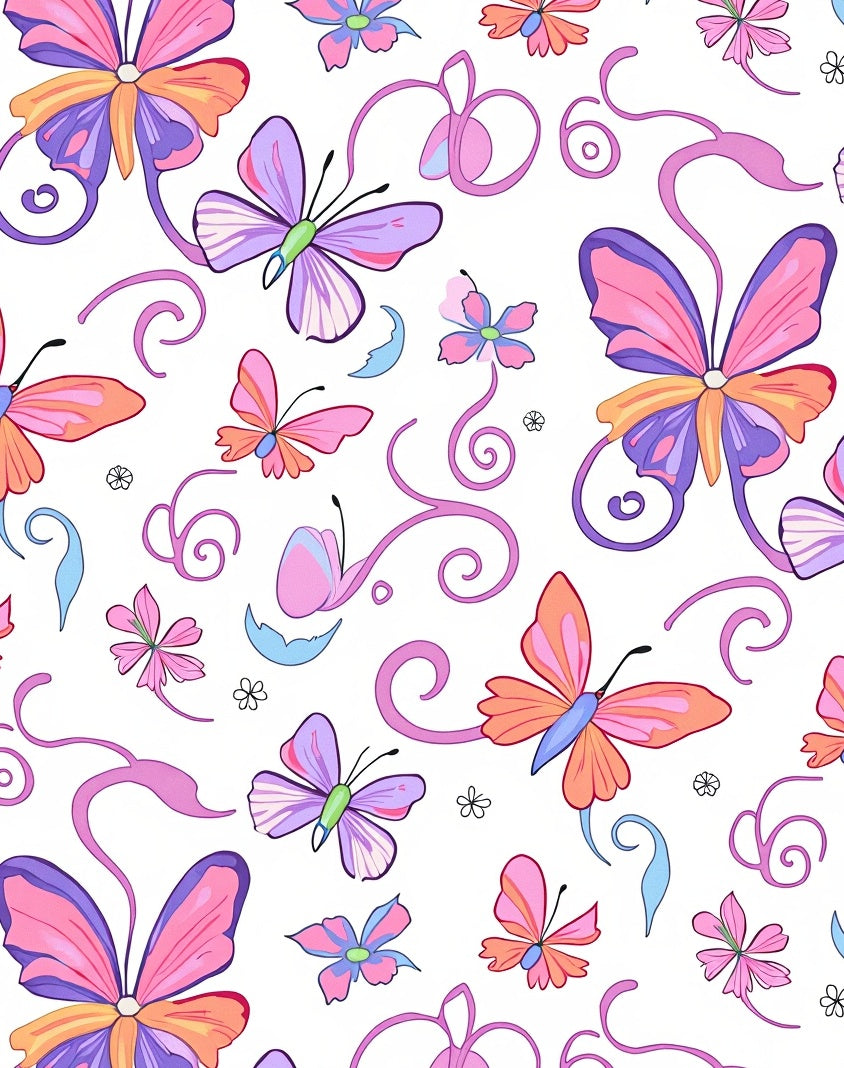 Whimsical Butterfly Garden Swirls Rug