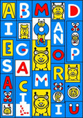 Playful Alphabet Characters Blueyellow Rug