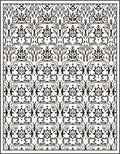 Black White Orange Floral Medallion Rug