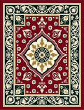 Rich Burgundy Floral Medallion Border Rug