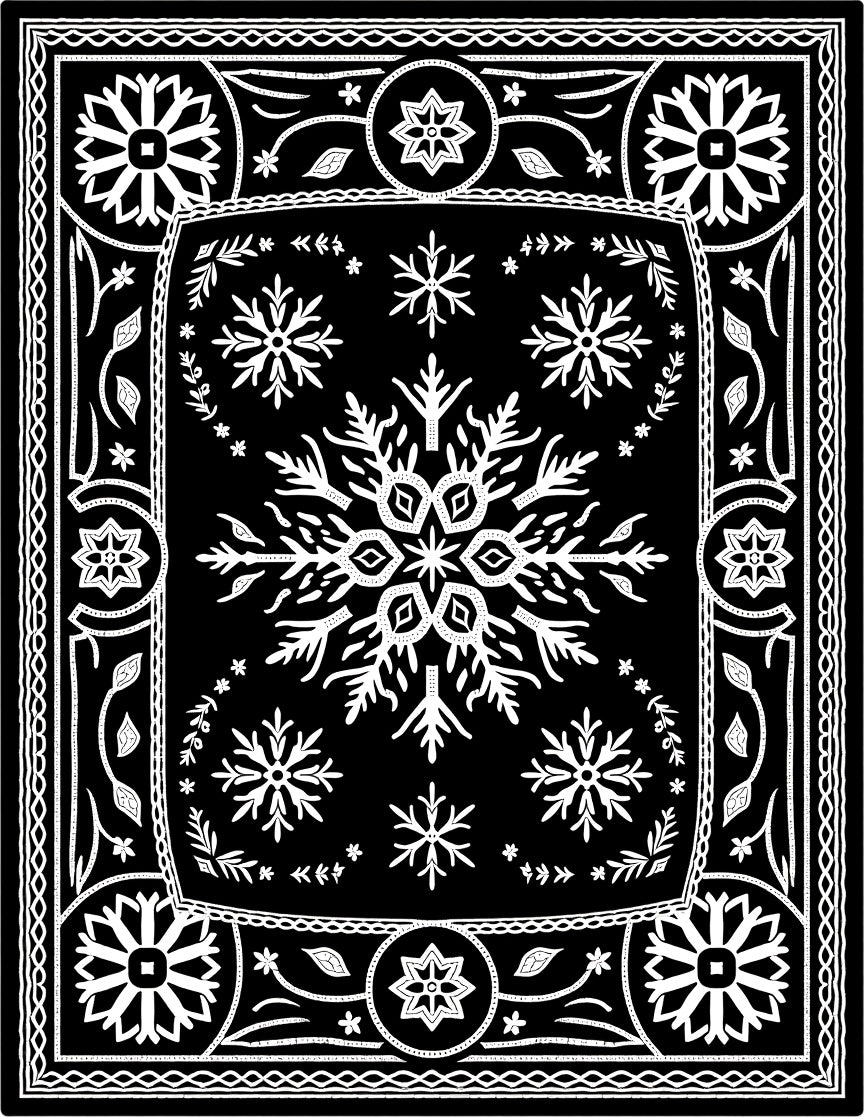Monochromatic Snowflake Starburst Medallion Rug