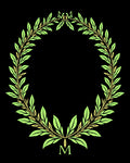 Laurel Wreath Green Gold Monogram Rug